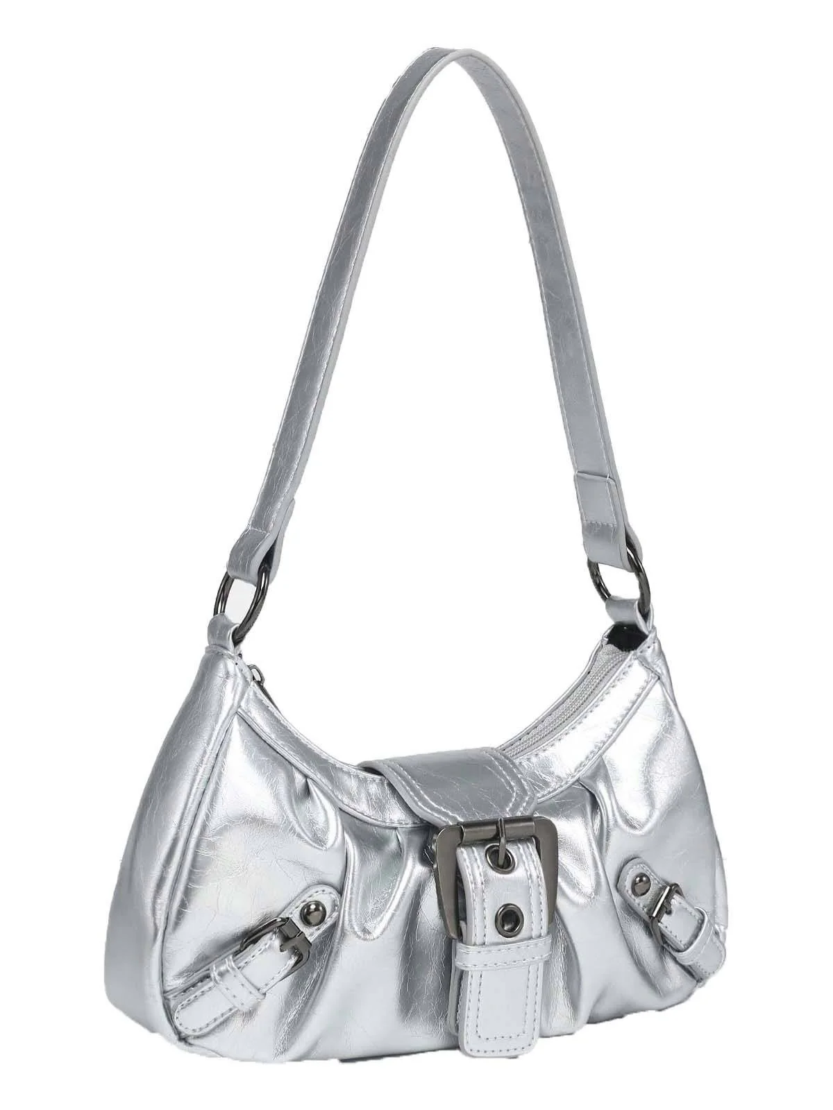 Vintage Leather Buckle Design Shoulder Bag - Image 16