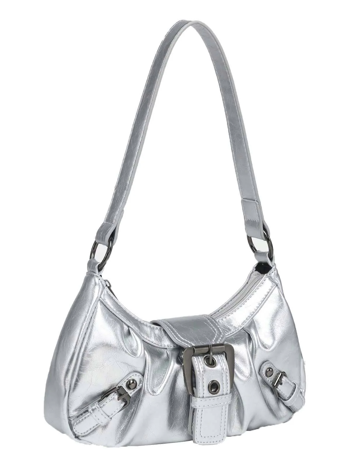 Vintage Leather Buckle Design Shoulder Bag - Image 17