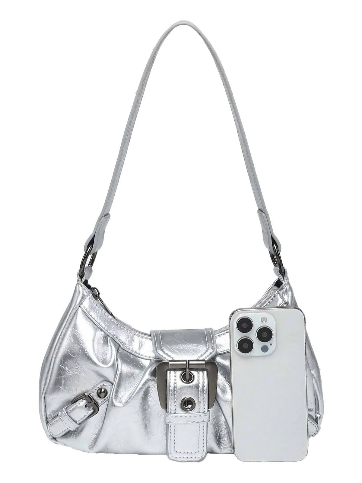 Vintage Leather Buckle Design Shoulder Bag - Image 18