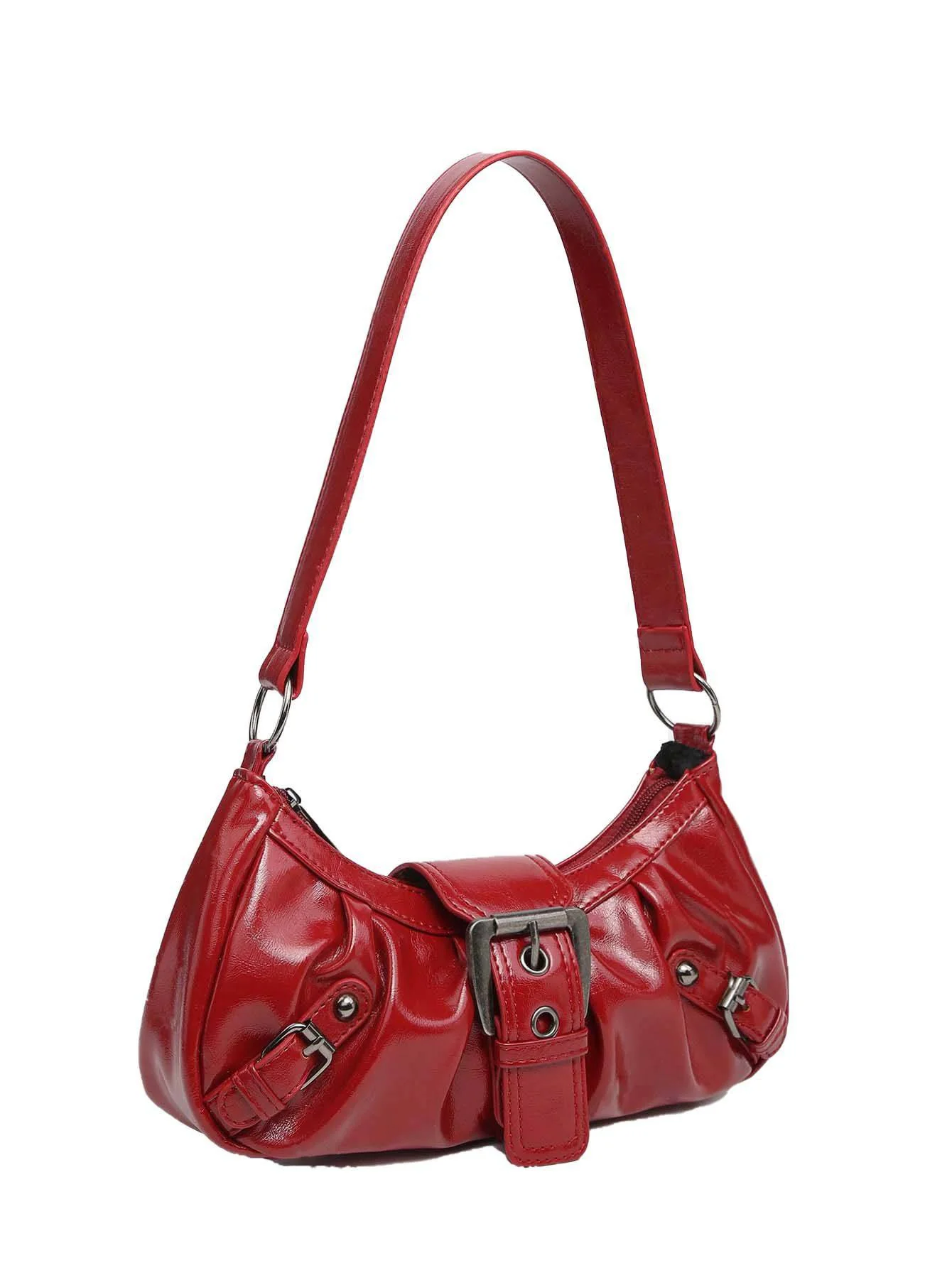 Vintage Leather Buckle Design Shoulder Bag - Image 19