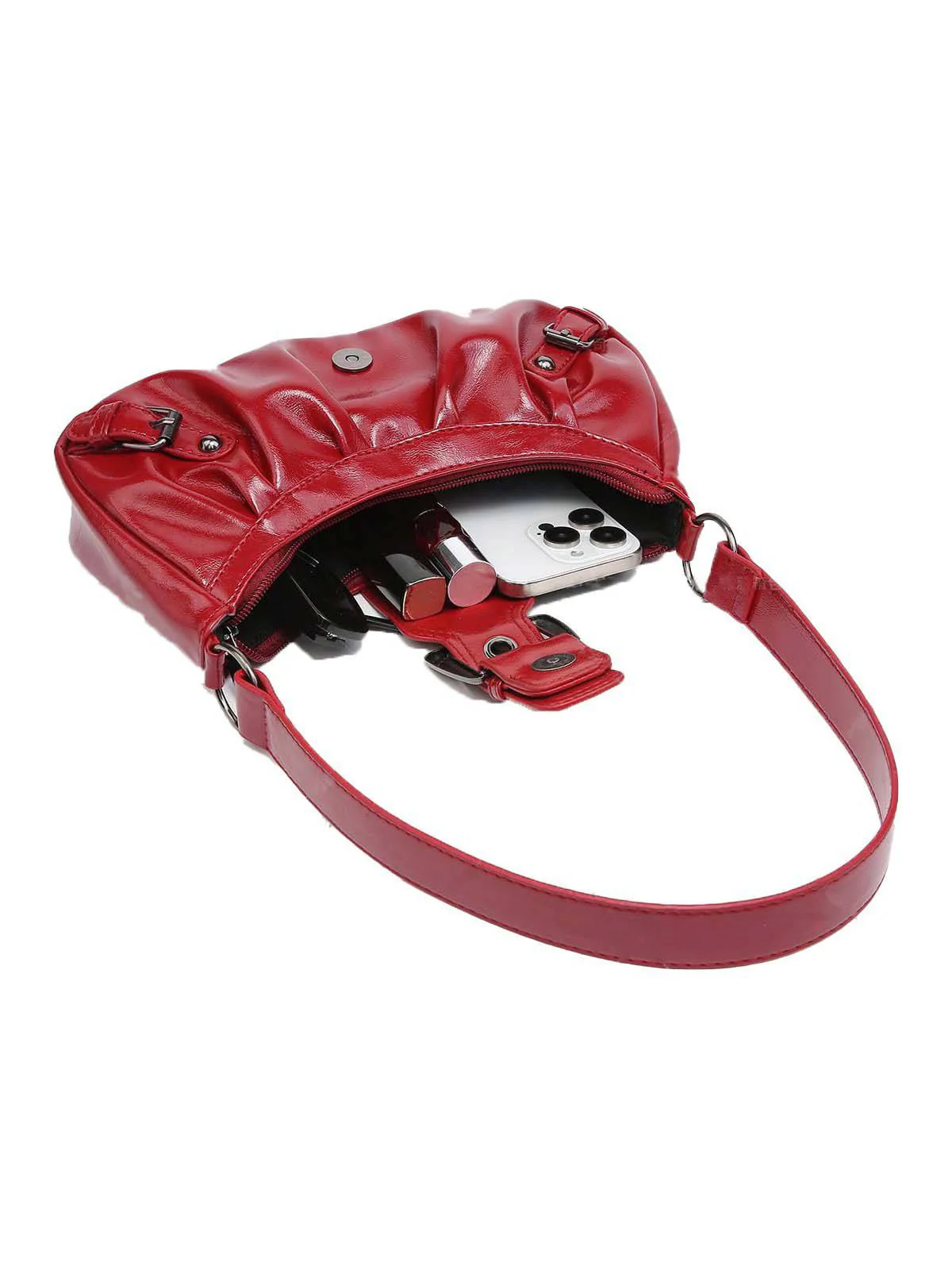 Vintage Leather Buckle Design Shoulder Bag - Image 22