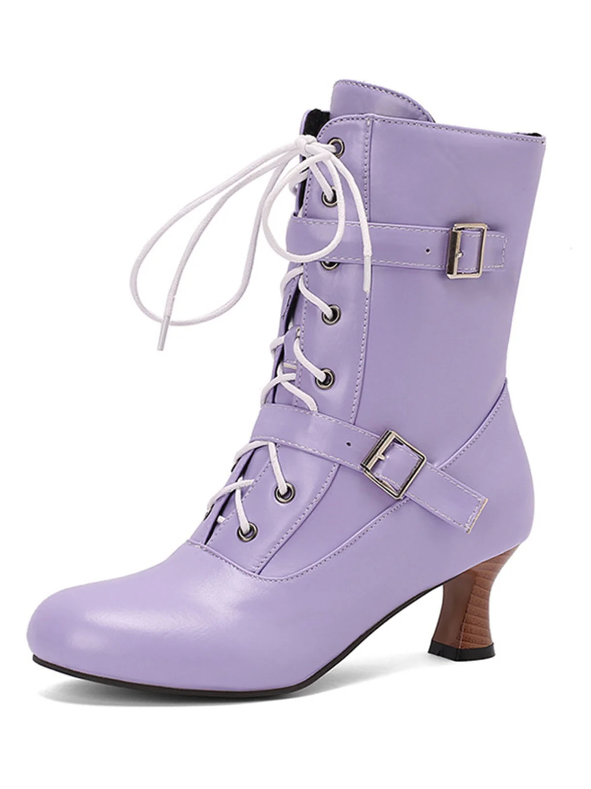 Vintage Leather Lace-up High Heel Boots - Image 3