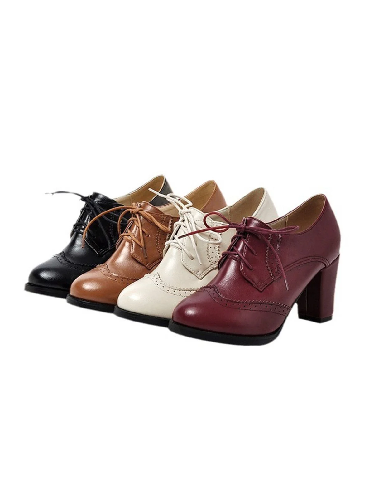 Vintage Leather Lace-Up High Heels - Image 2