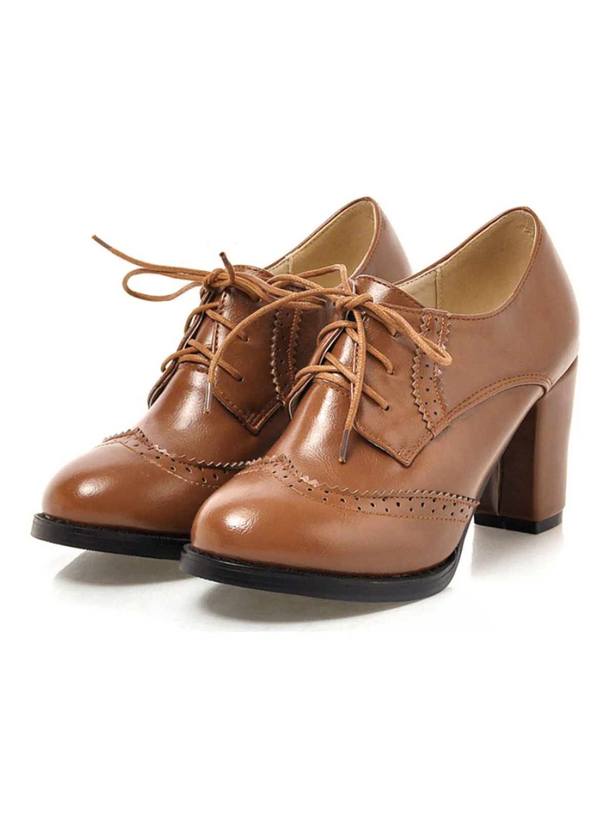 Vintage Leather Lace-Up High Heels - Image 3