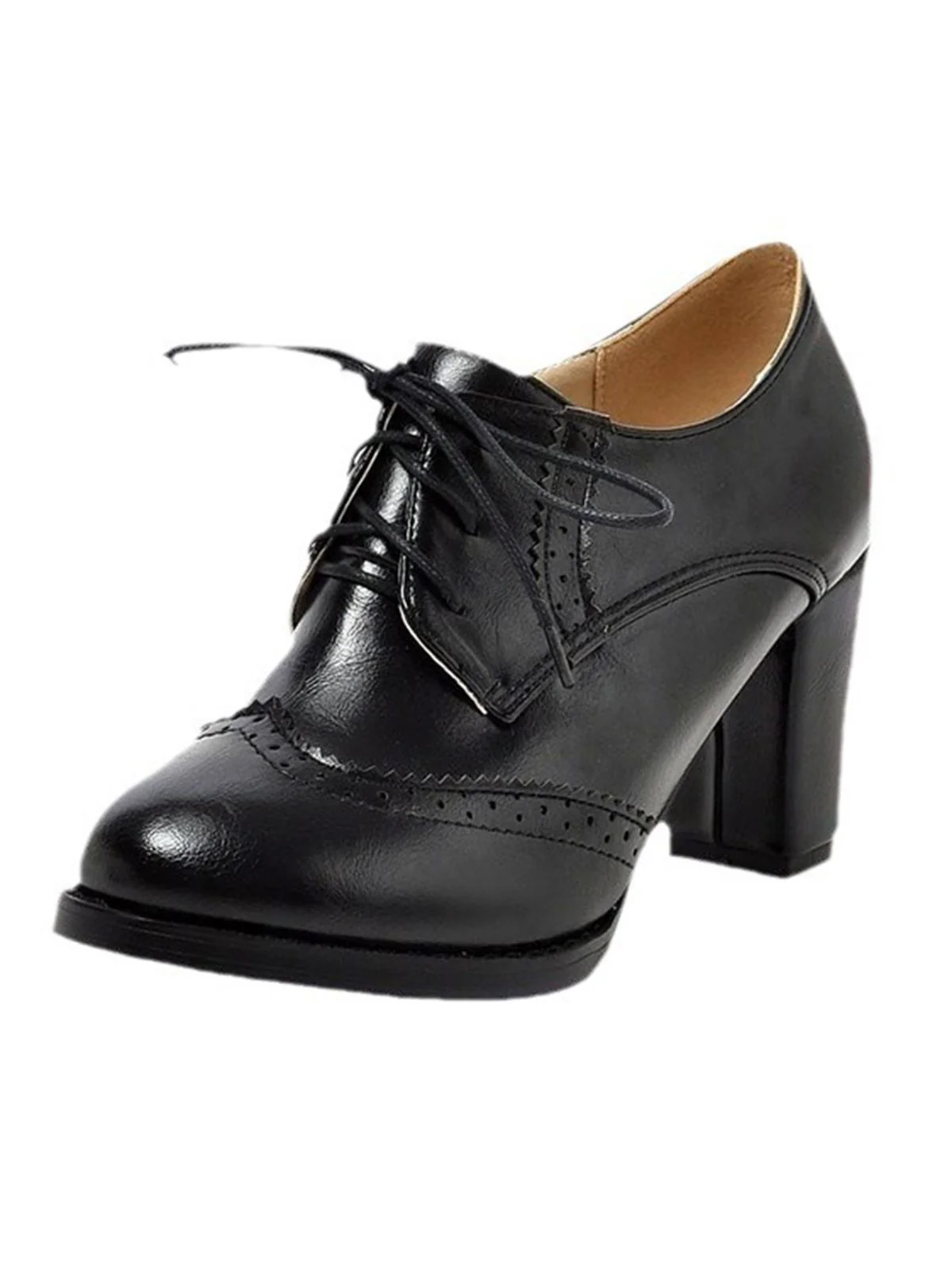 Vintage Leather Lace-Up High Heels - Image 4