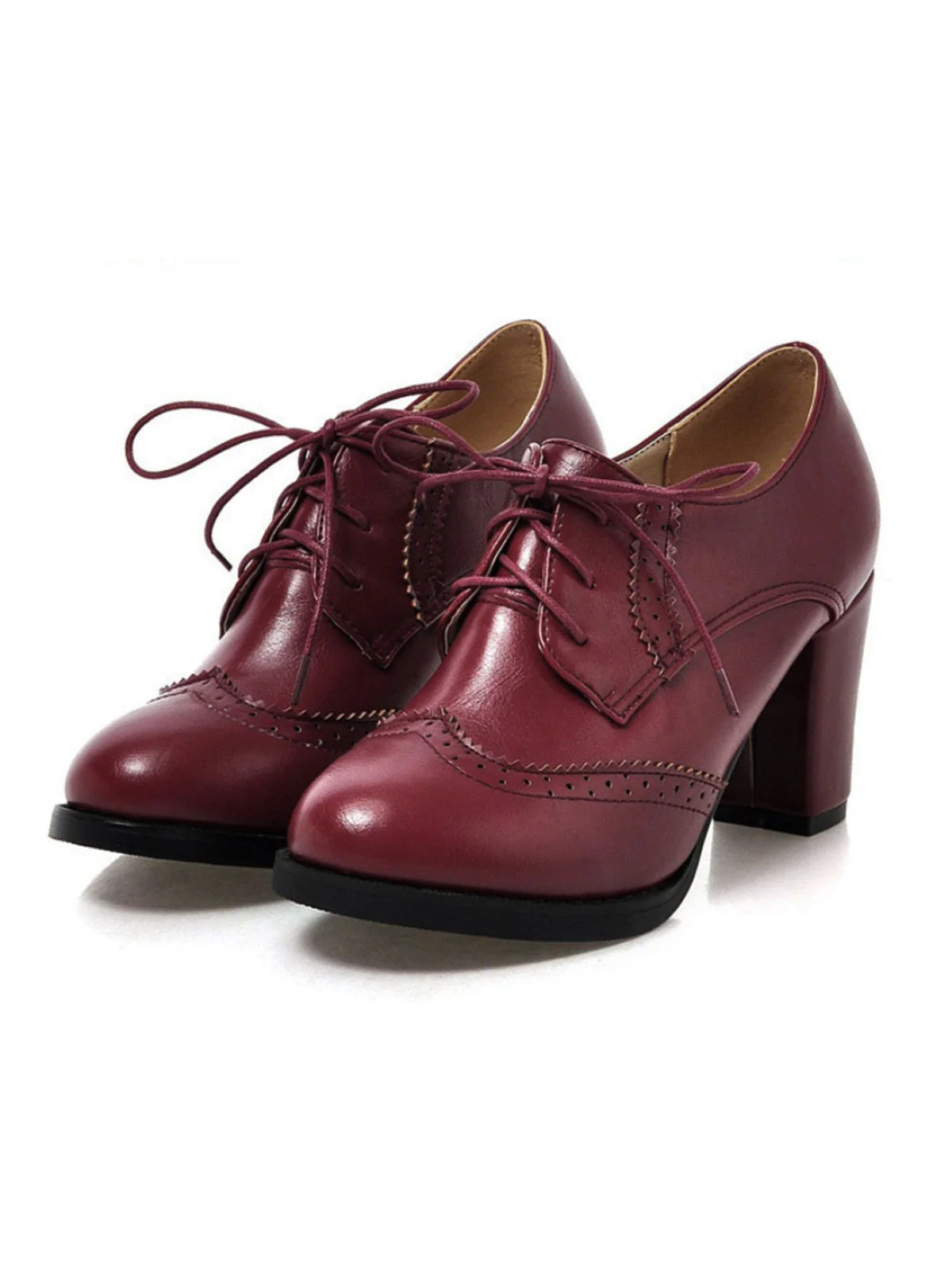 Vintage Leather Lace-Up High Heels - Image 5