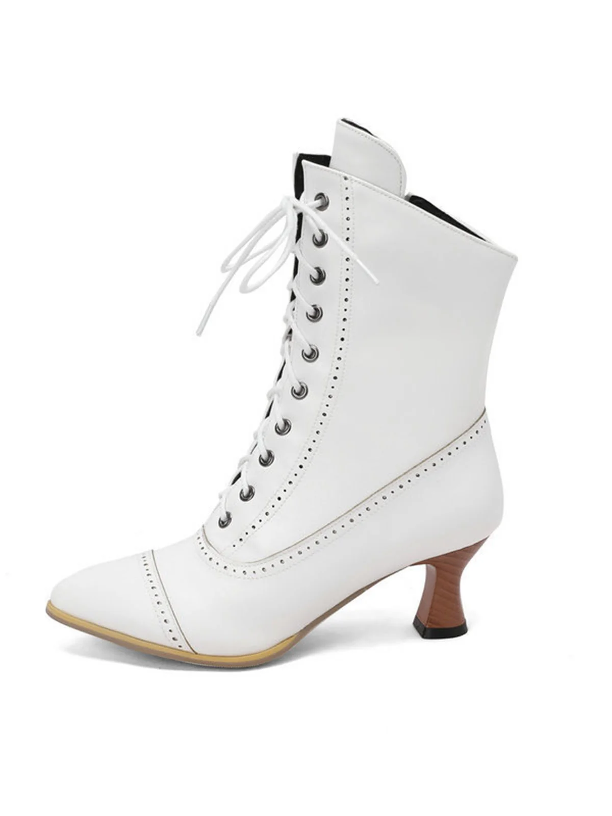 Vintage Leather Lace-up Kitten Heel Boots - Image 16