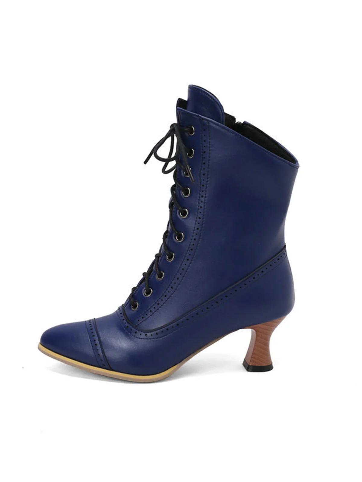 Vintage Leather Lace-up Kitten Heel Boots - Image 9