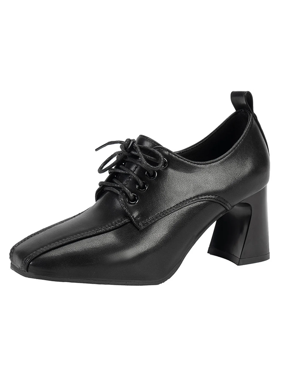 Vintage Leather Pointed Lace-Up High Heels - Image 3
