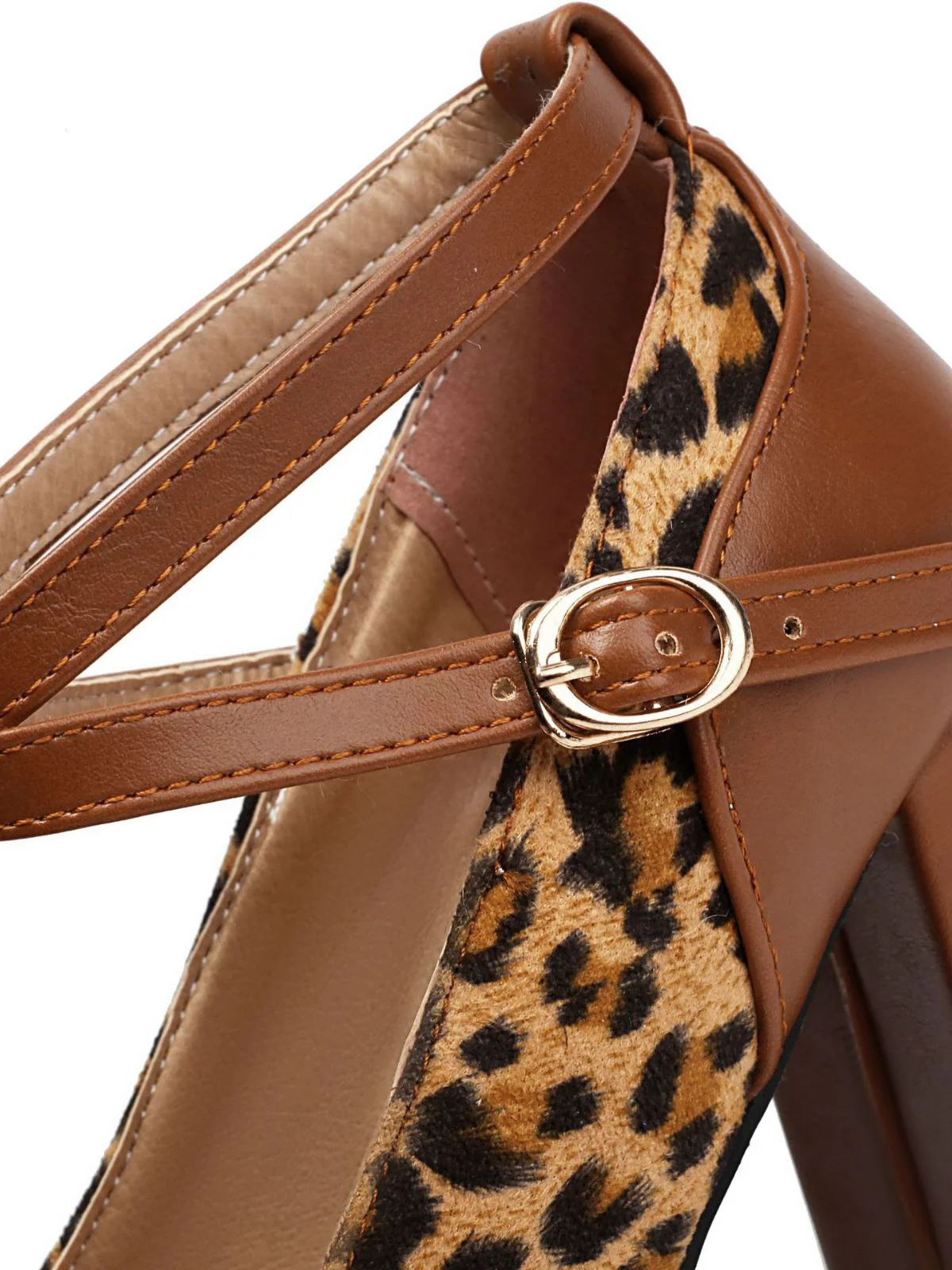 Vintage Leopard Criss-Cross Buckle Chunky Heels - Image 7