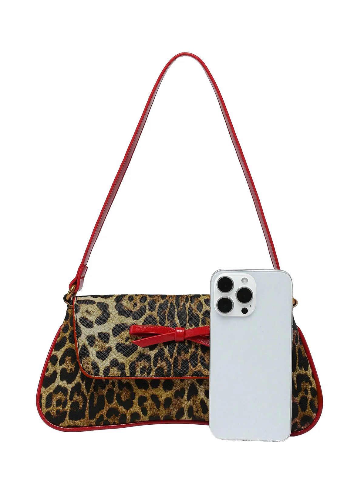 Vintage Leopard Print Single Shoulder Underarm Baguette Bag - Image 2