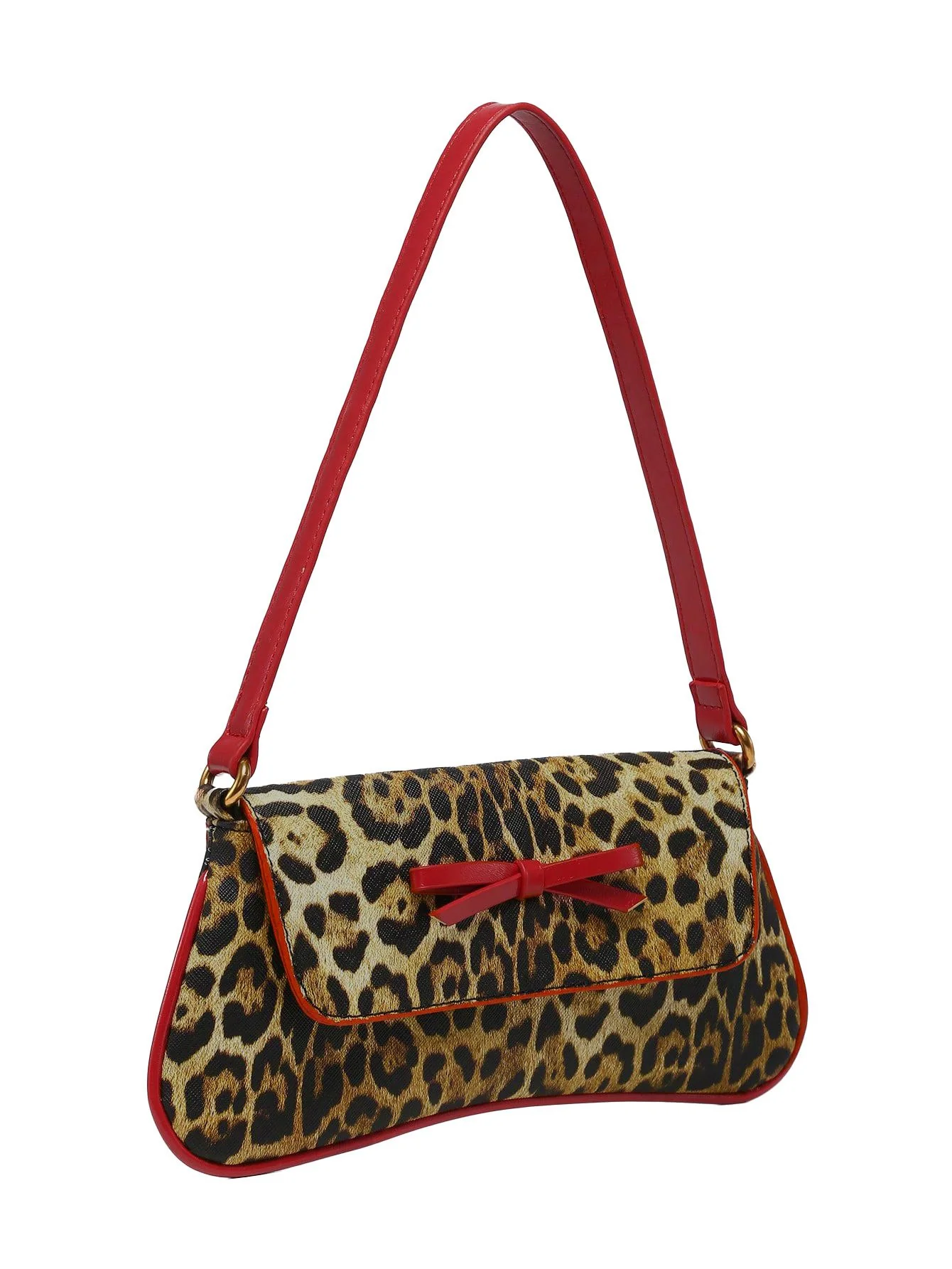 Vintage Leopard Print Single Shoulder Underarm Baguette Bag - Image 3