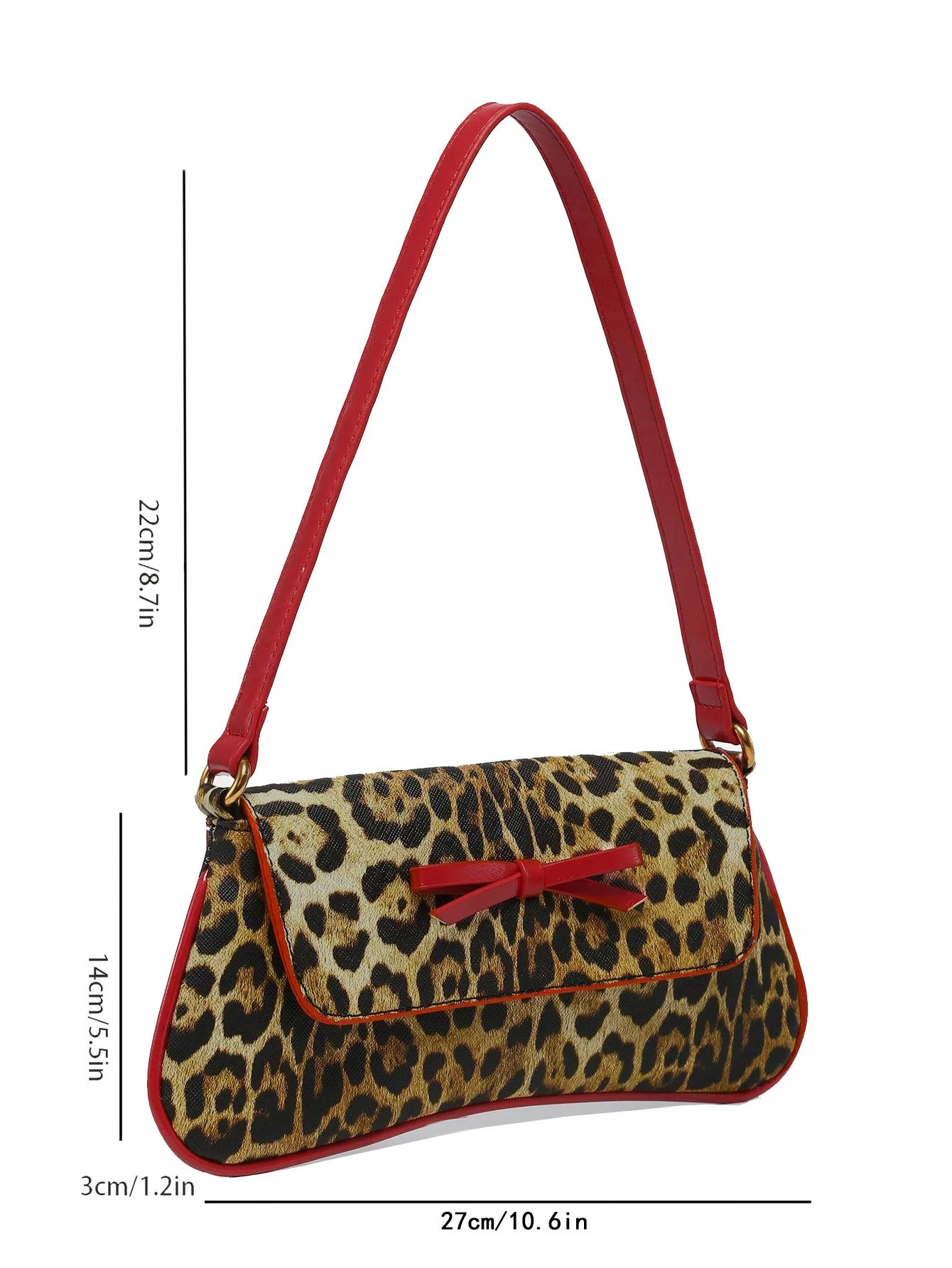 Vintage Leopard Print Single Shoulder Underarm Baguette Bag - Image 4