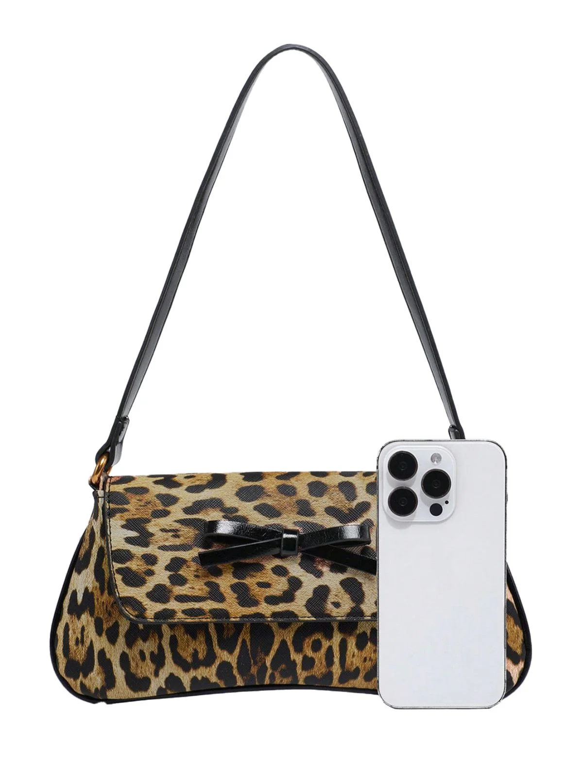 Vintage Leopard Print Single Shoulder Underarm Baguette Bag - Image 6