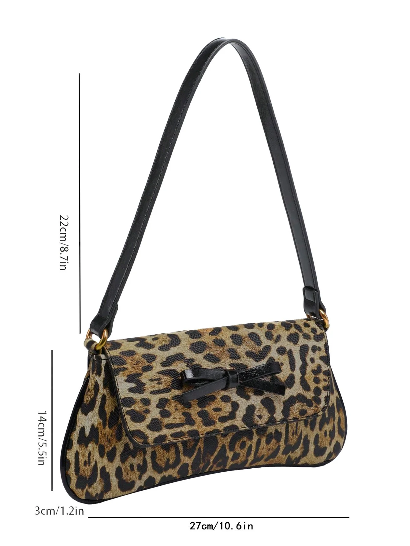 Vintage Leopard Print Single Shoulder Underarm Baguette Bag - Image 7
