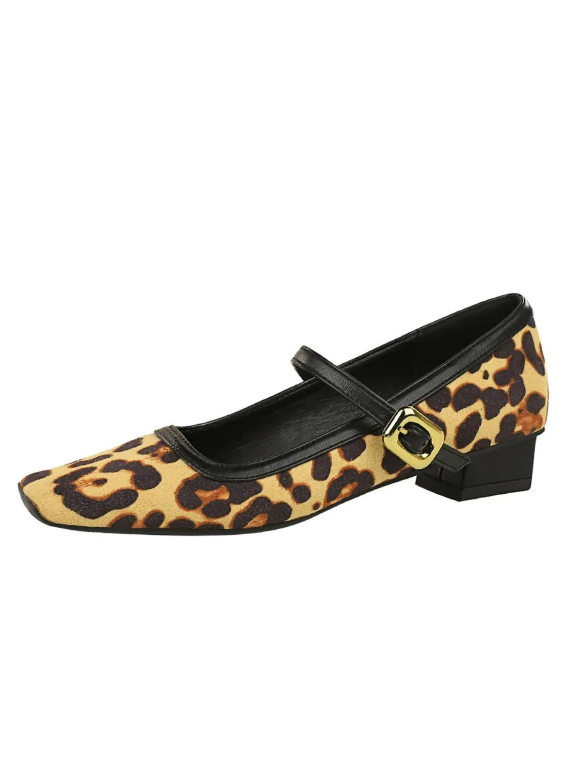 Vintage Leopard Square-Toe Mary Jane Heels - Image 3