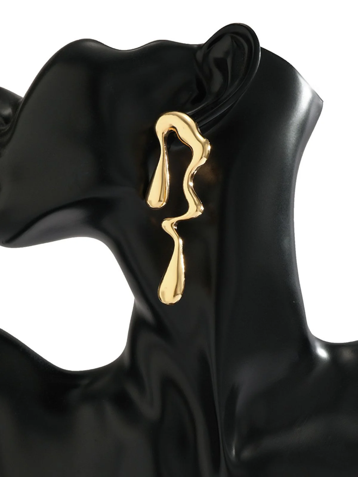 Vintage Liquid Metal Drop Stud Earrings - Image 4