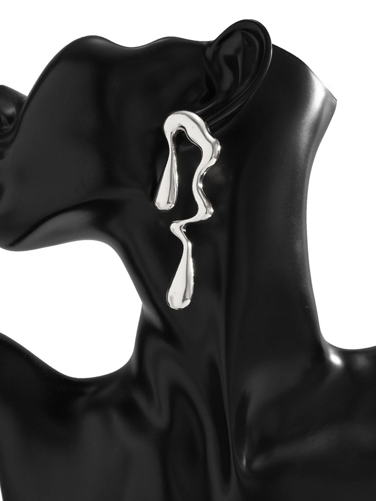 Vintage Liquid Metal Drop Stud Earrings - Image 5