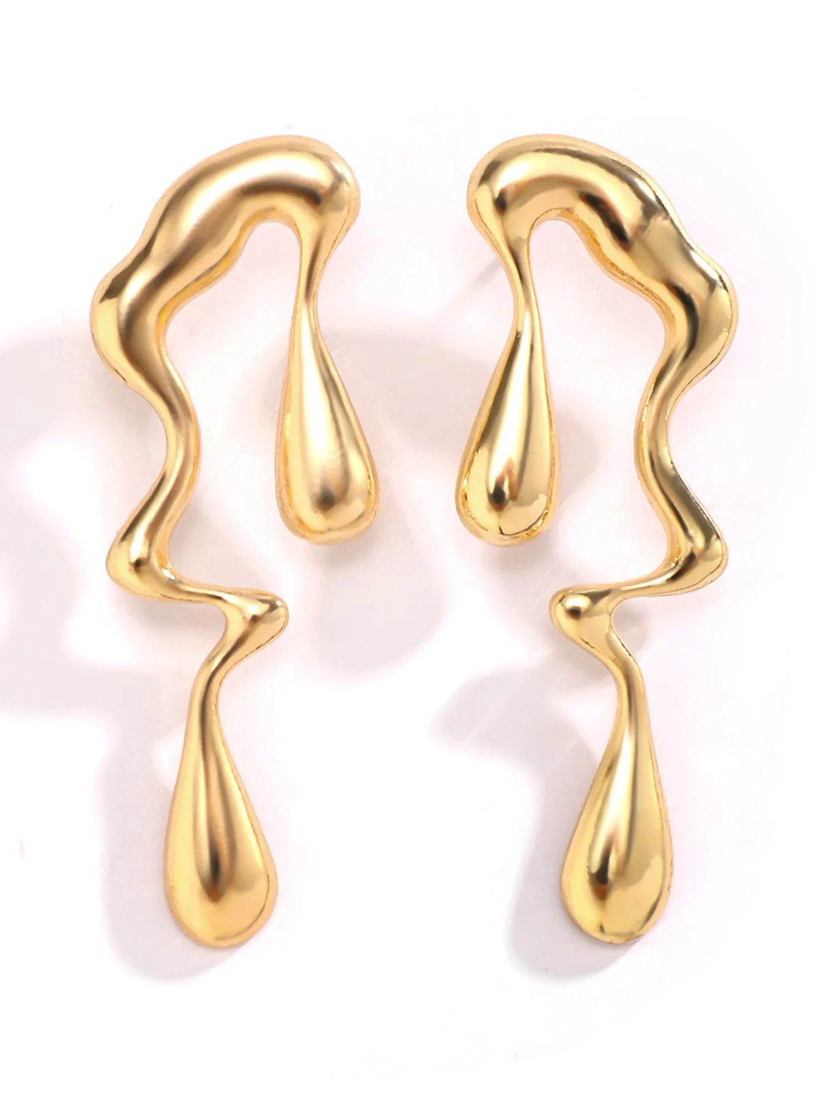 Vintage Liquid Metal Drop Stud Earrings - Image 6
