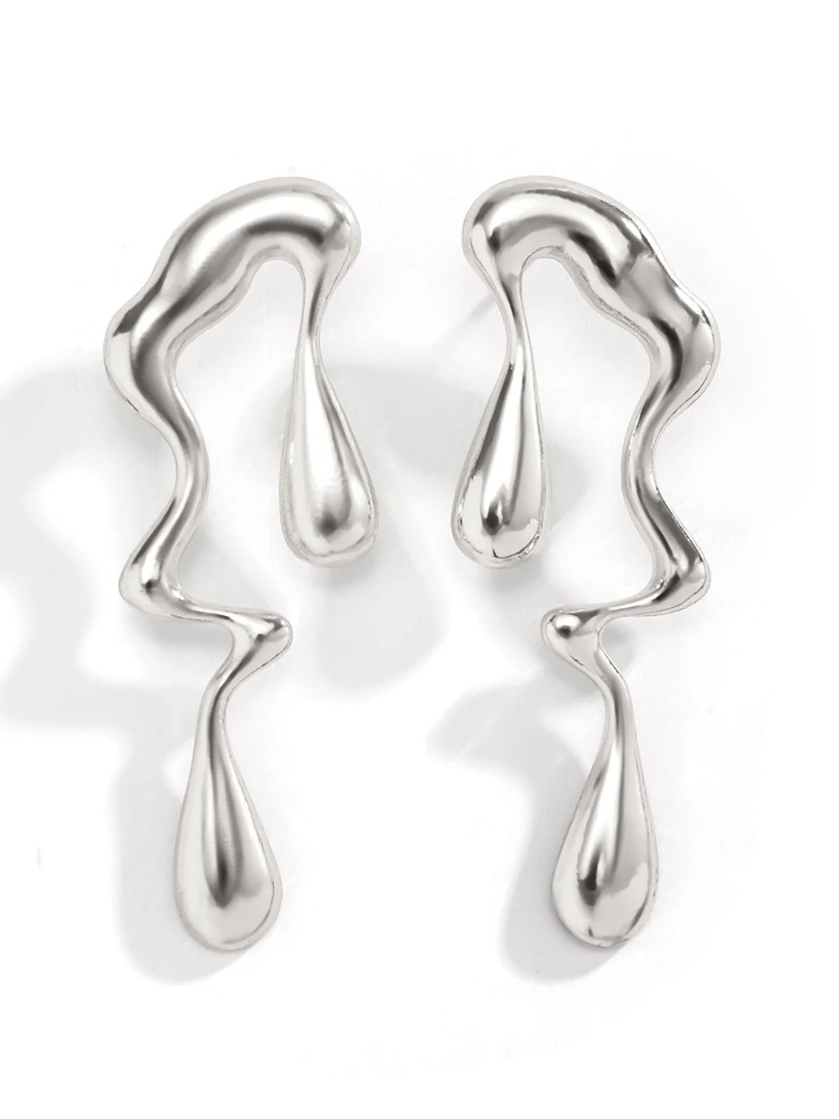 Vintage Liquid Metal Drop Stud Earrings - Image 7