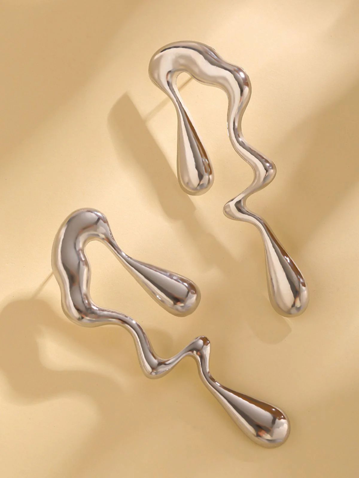 Vintage Liquid Metal Drop Stud Earrings - Image 8