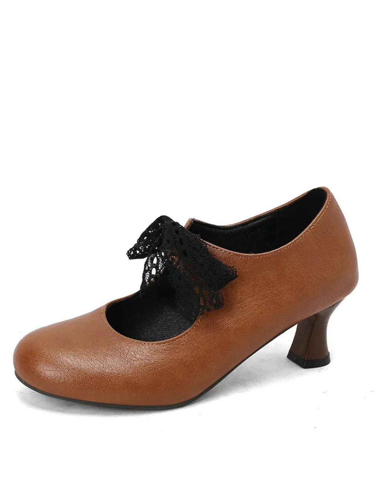 Vintage Mary Jane Lace Bow Heels - Image 11
