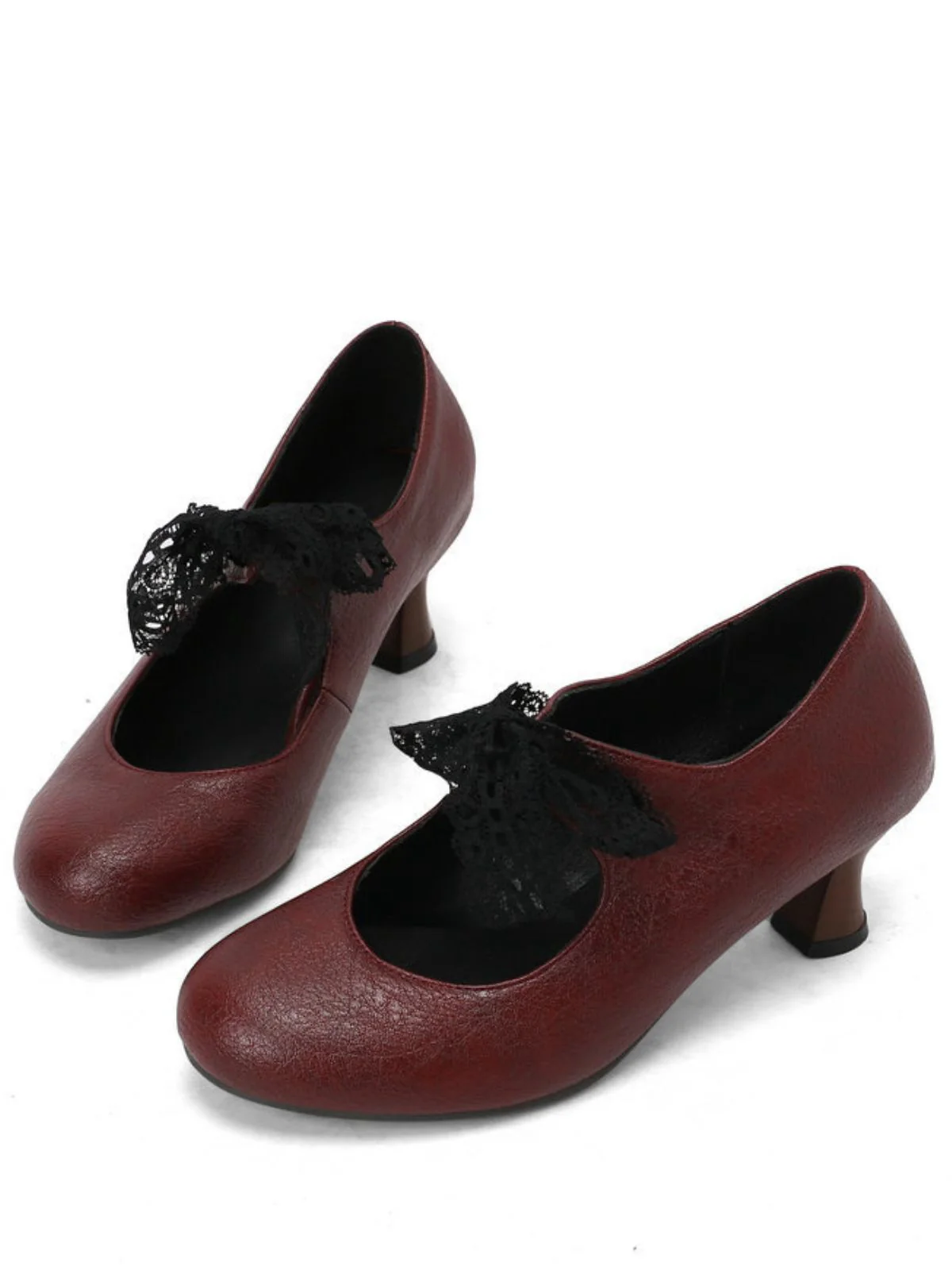 Vintage Mary Jane Lace Bow Heels - Image 14