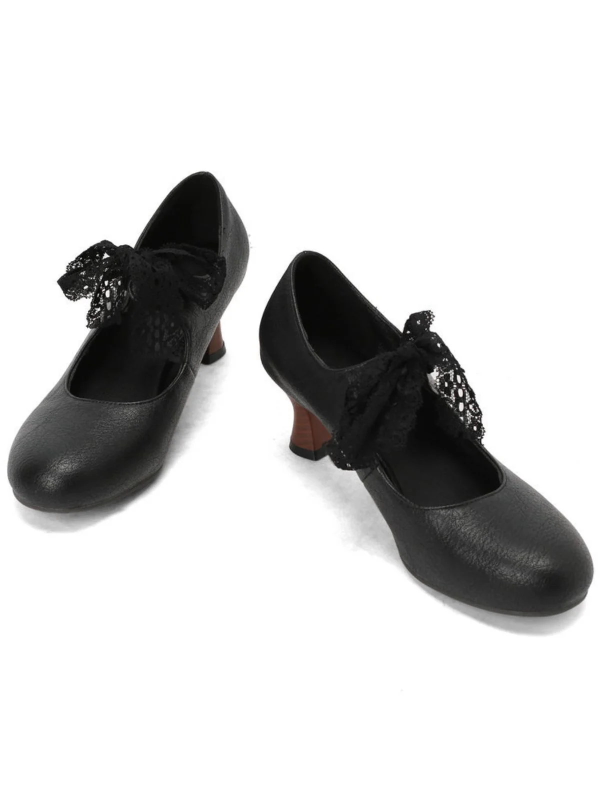 Vintage Mary Jane Lace Bow Heels - Image 4