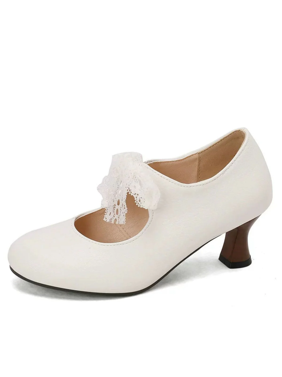 Vintage Mary Jane Lace Bow Heels - Image 5