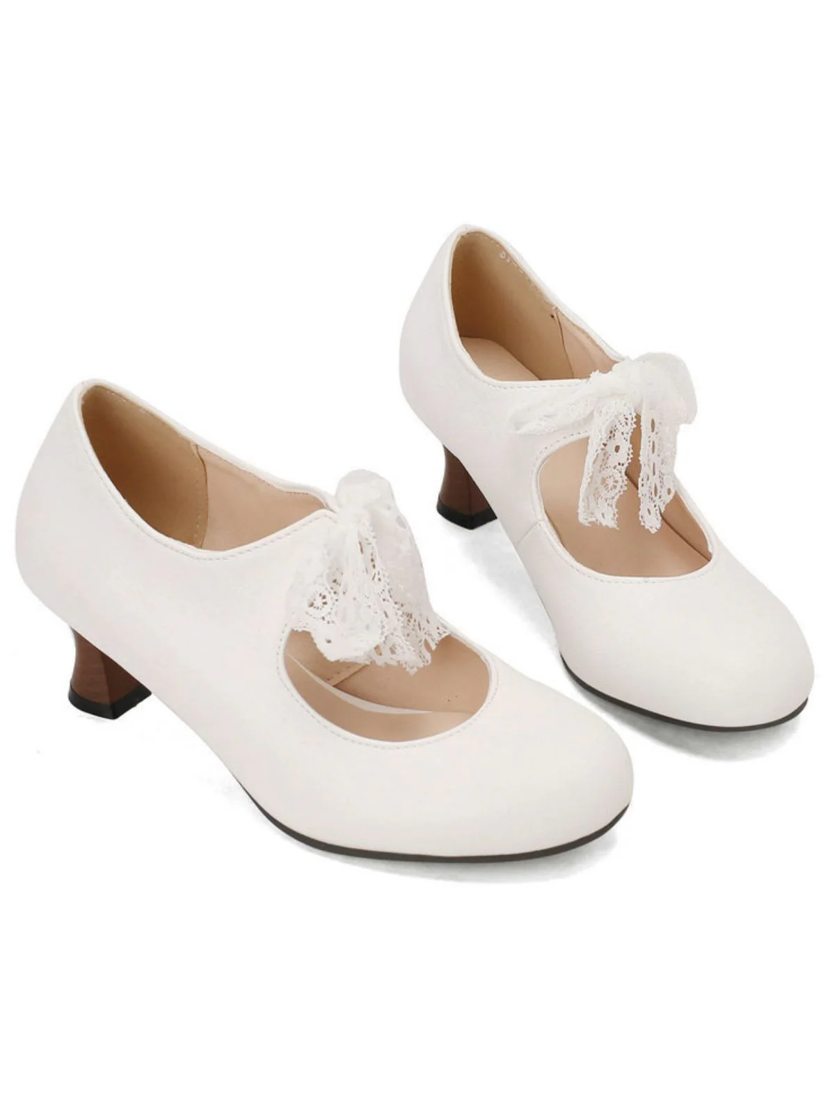 Vintage Mary Jane Lace Bow Heels - Image 6
