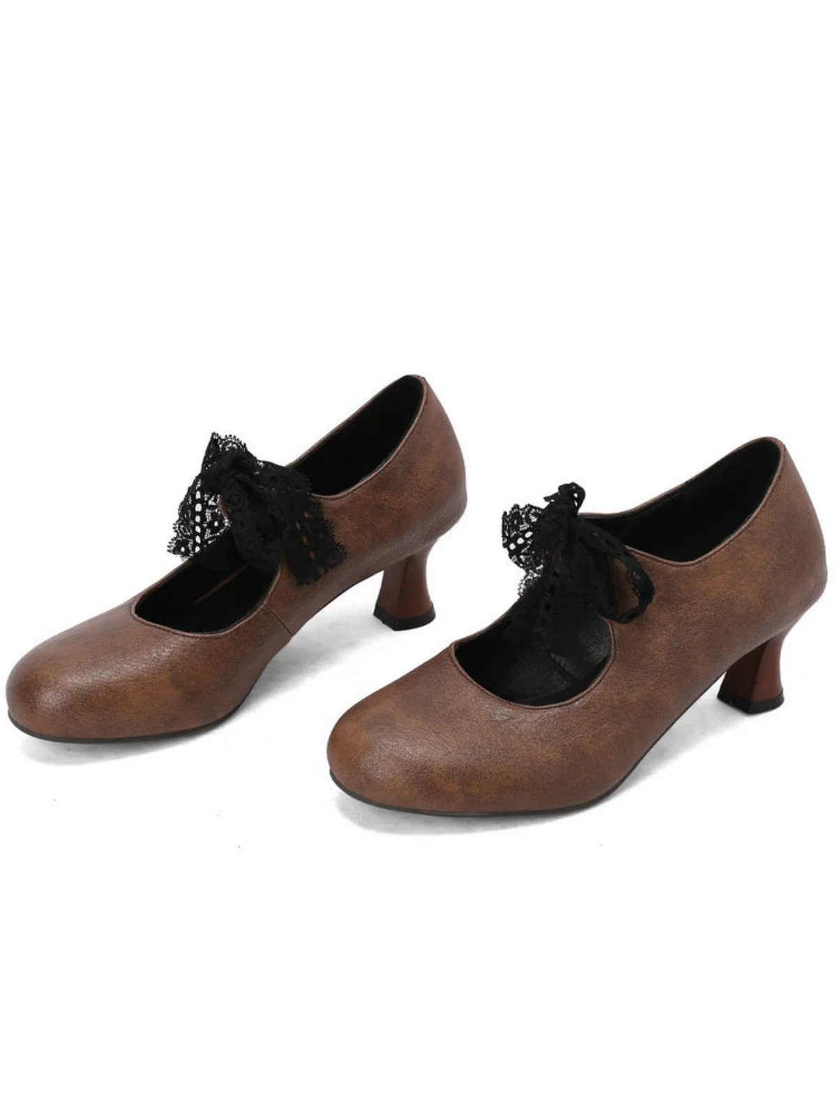 Vintage Mary Jane Lace Bow Heels - Image 8