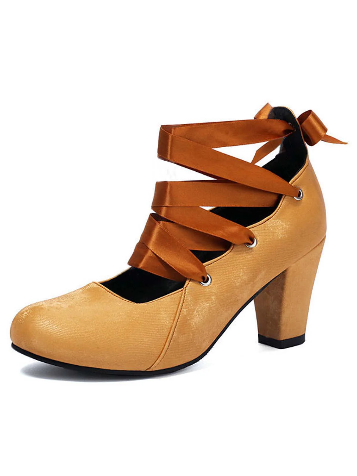 Vintage Mary Jane Ribbon Wrap Up Chunky Heels - Image 11