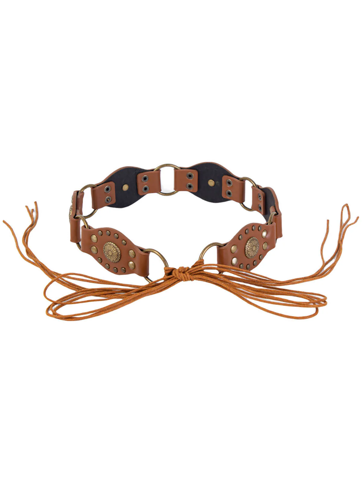 Vintage Metal Buckle Lace-Up Leather Belt - Image 2