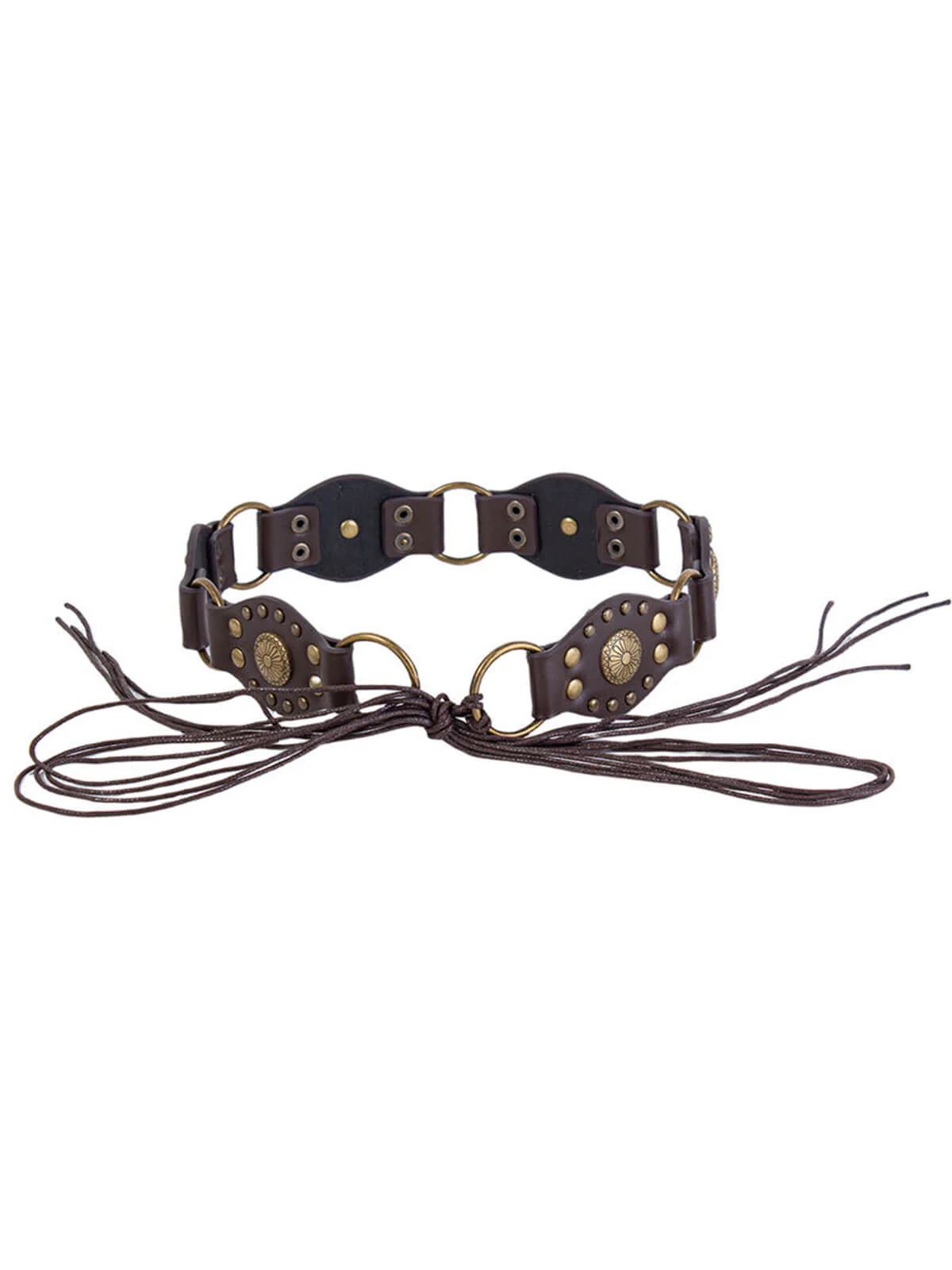 Vintage Metal Buckle Lace-Up Leather Belt - Image 3