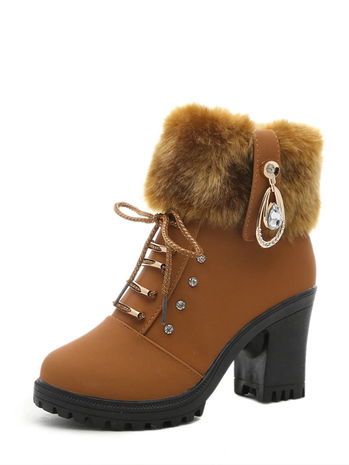 Vintage Nubuck Leather Plush Chunky Heel Boots - Image 2