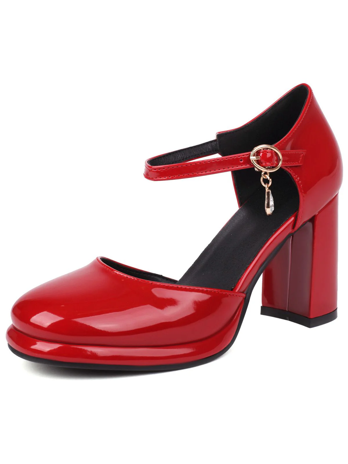 Vintage Patent leather Ankle-Strap Block Heel Pumps - Image 12