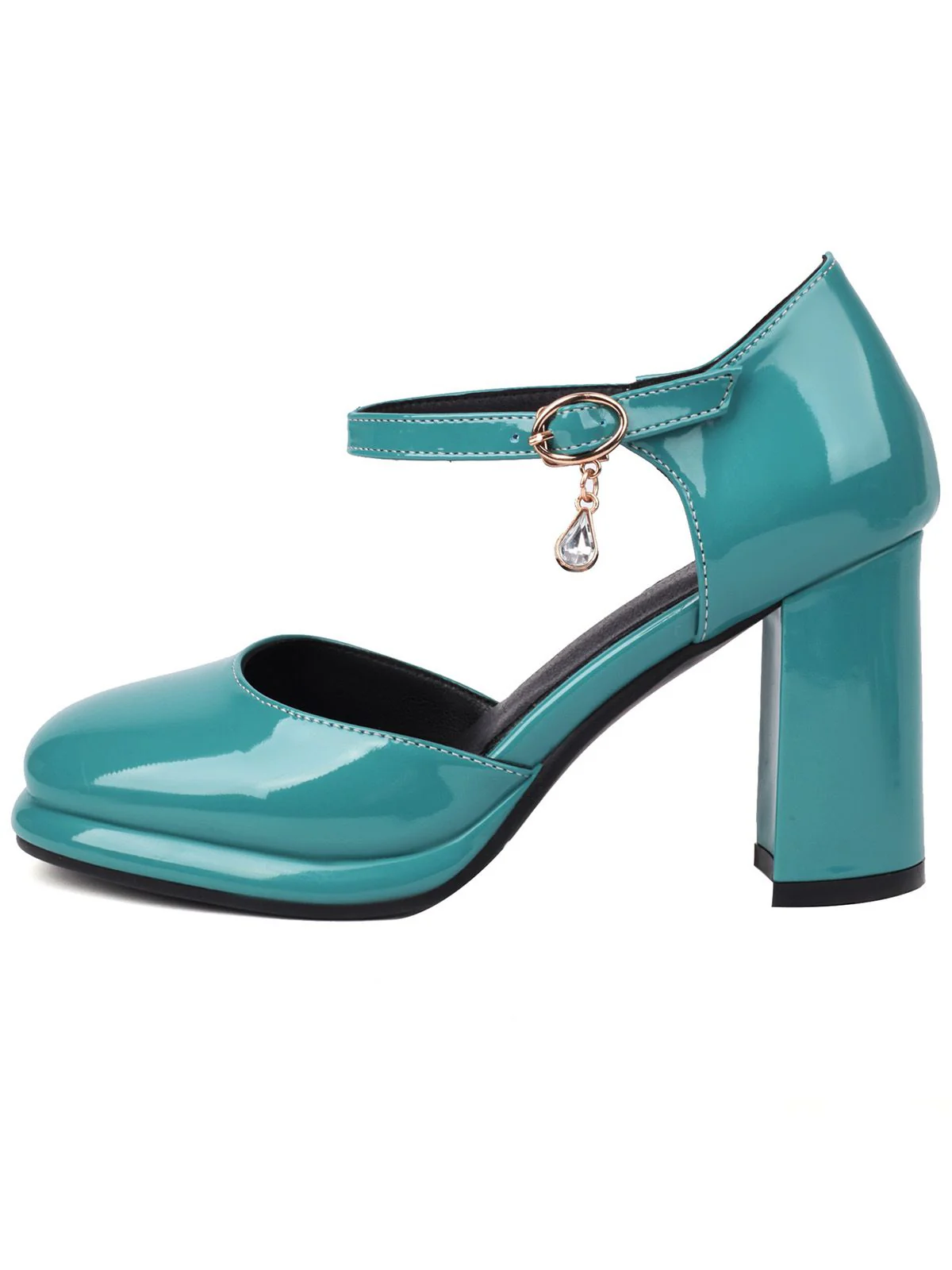 Vintage Patent leather Ankle-Strap Block Heel Pumps - Image 4
