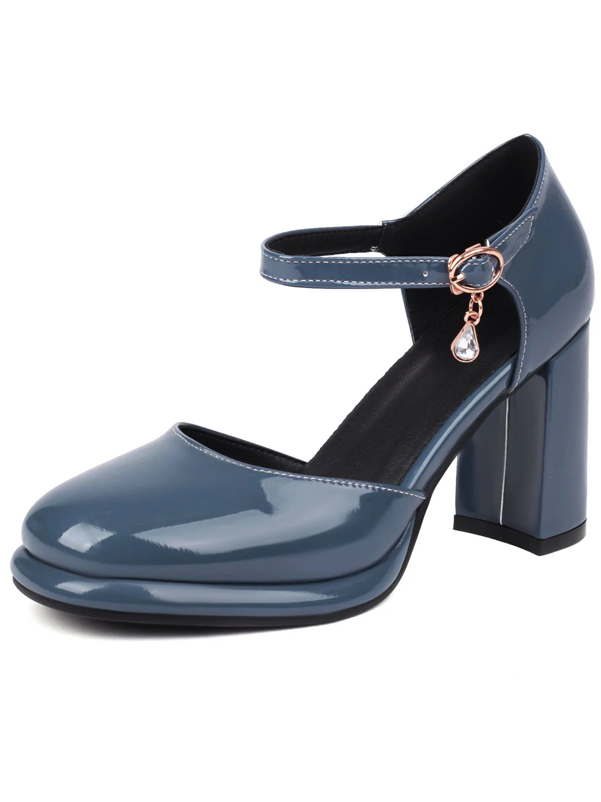 Vintage Patent leather Ankle-Strap Block Heel Pumps - Image 6