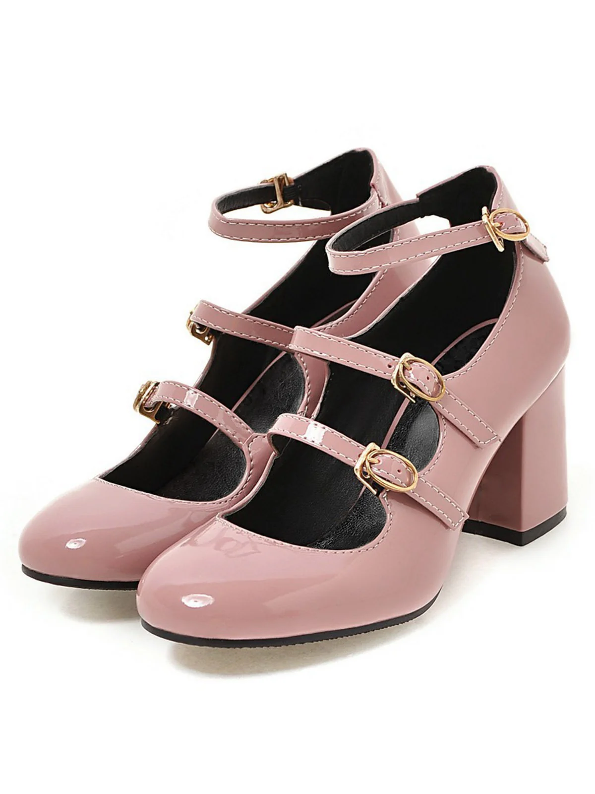 Vintage Patent Leather Multi Buckle High Heels - Image 2
