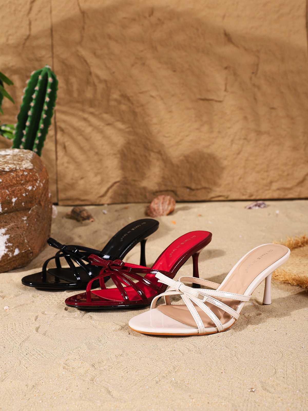Vintage Patent Leather Strappy Bow High Heels - Image 14