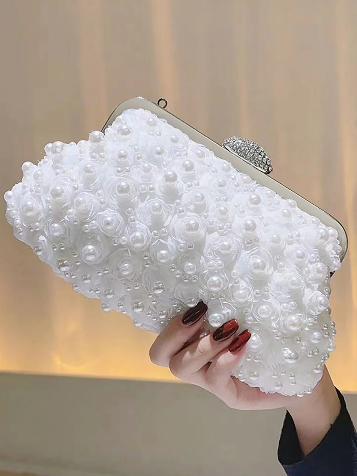 Vintage Pearl & 3D Flower Tote Bag - Image 7