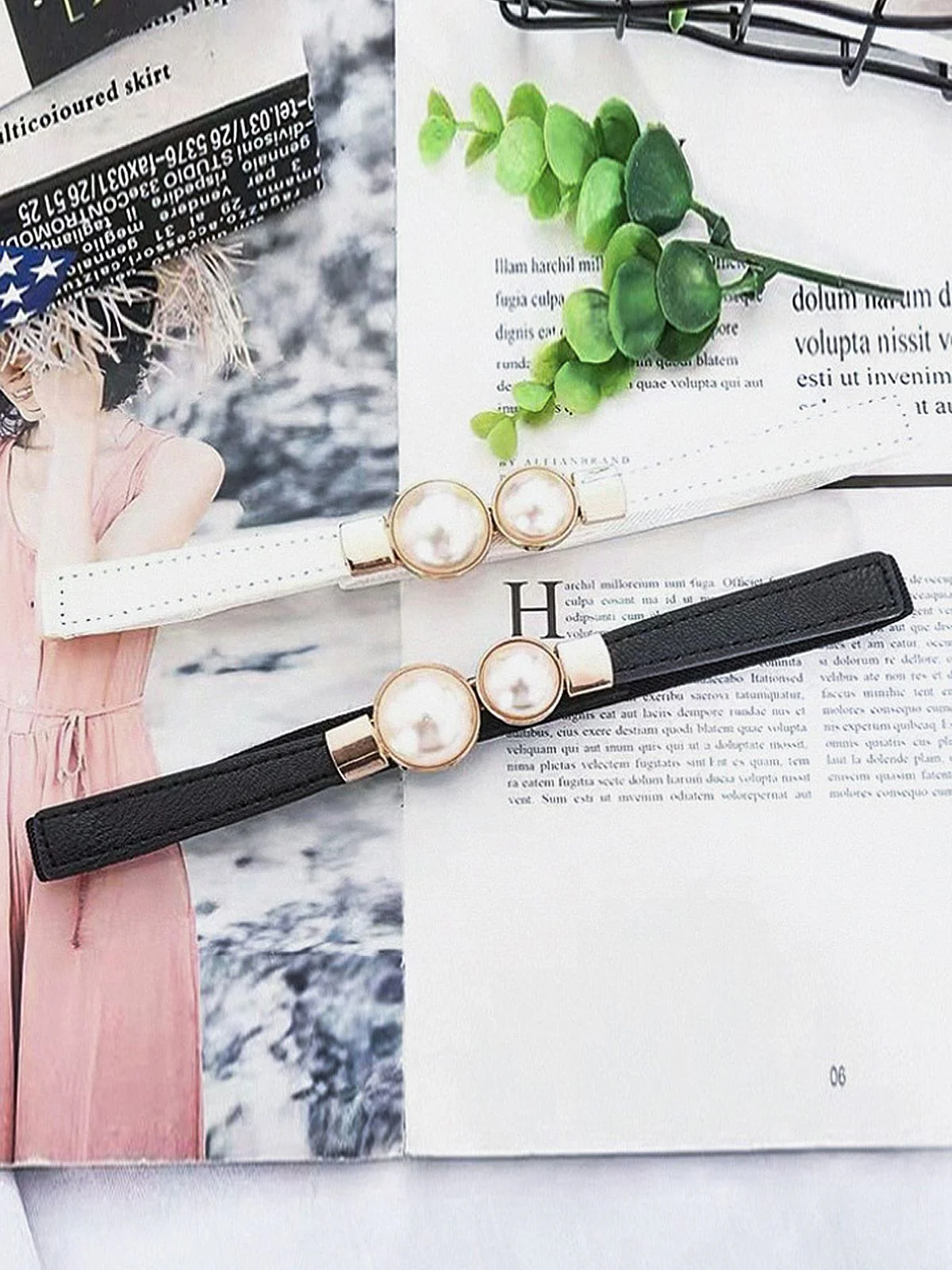 Vintage Pearl Buckle Thin Belt - Image 8