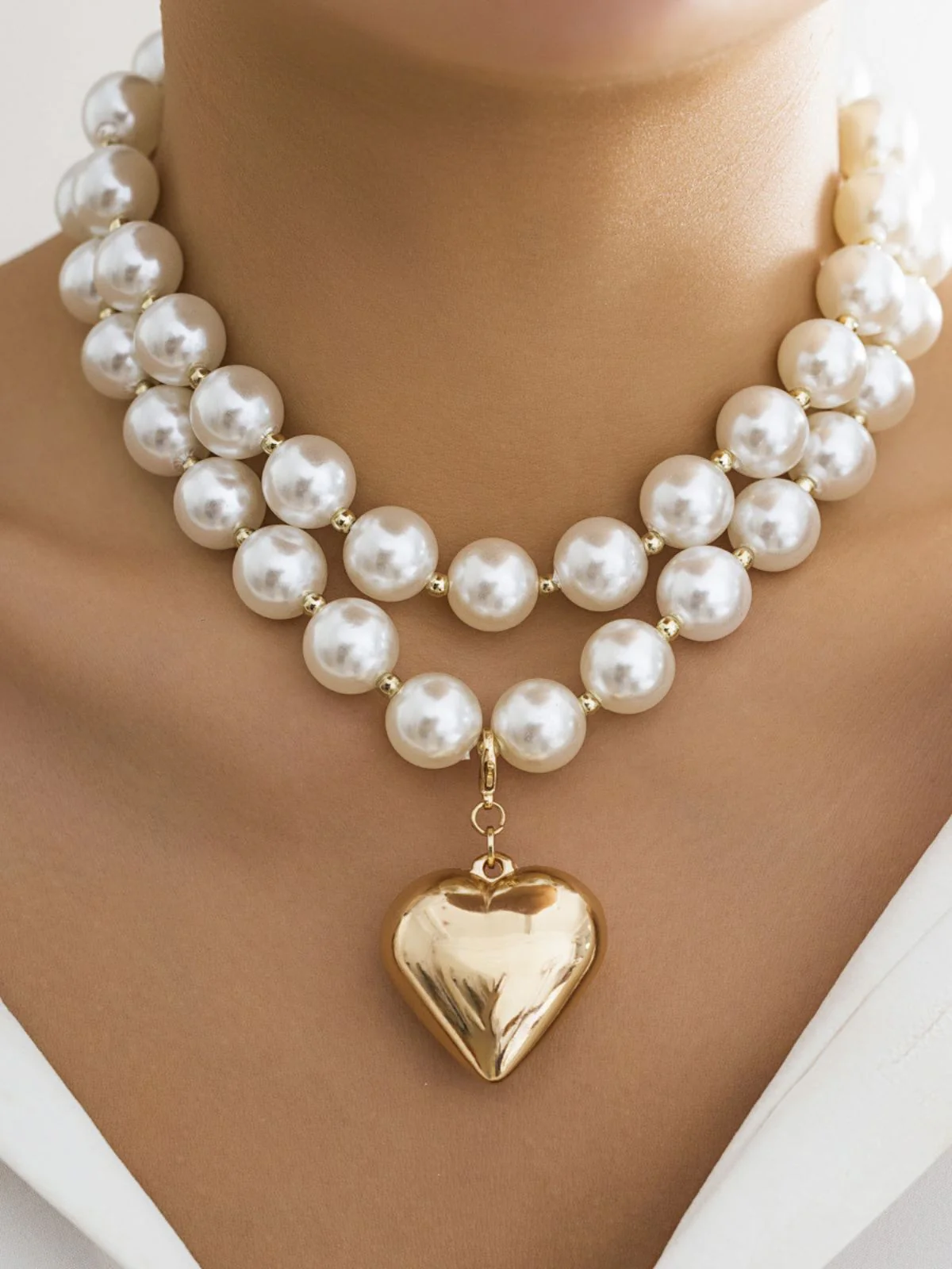 Vintage Pearl Heart Pendant Necklace - Image 2