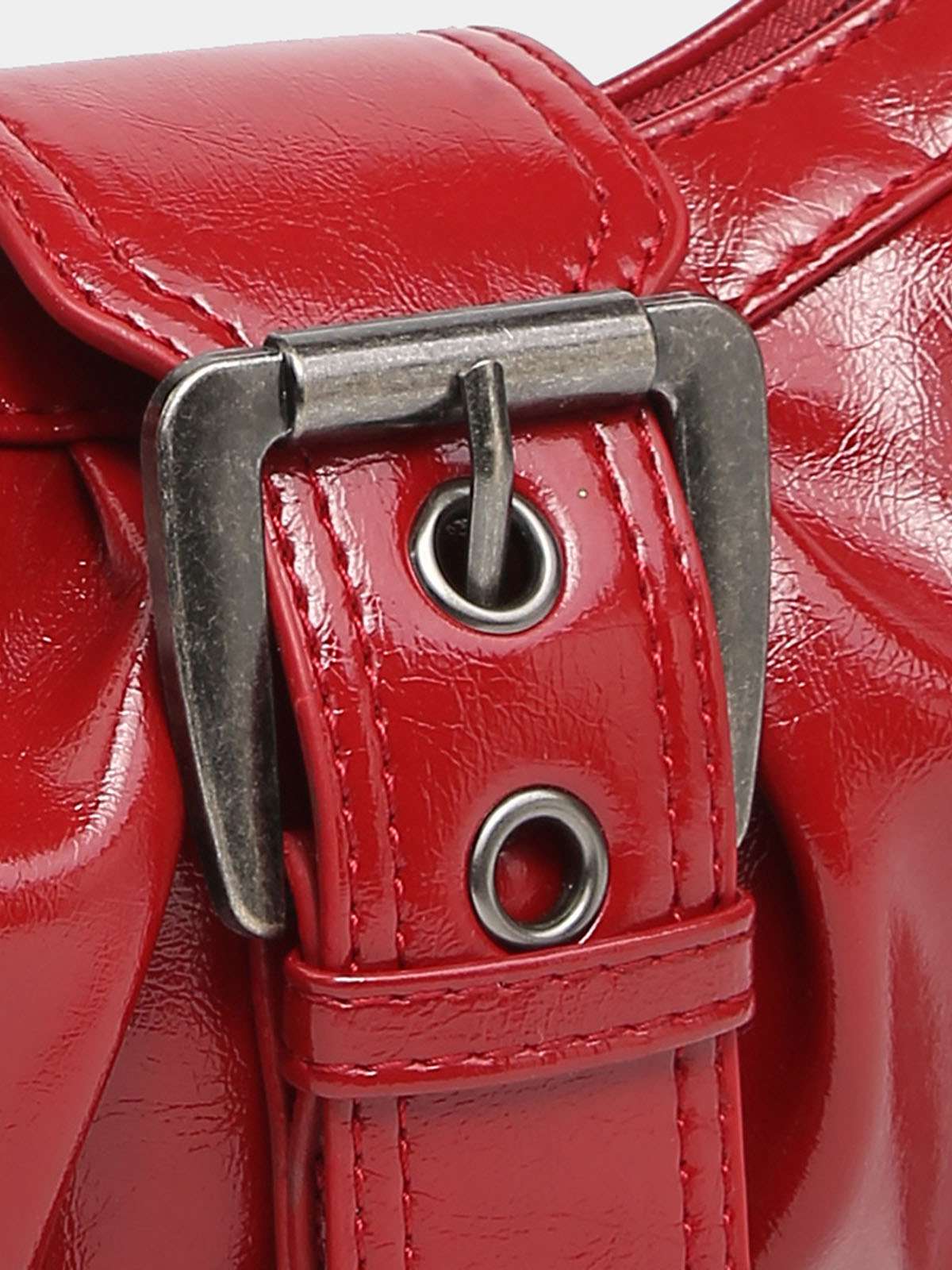 Vintage PU Leather Magnetic Closure Zipper Underarm Bag - Image 11