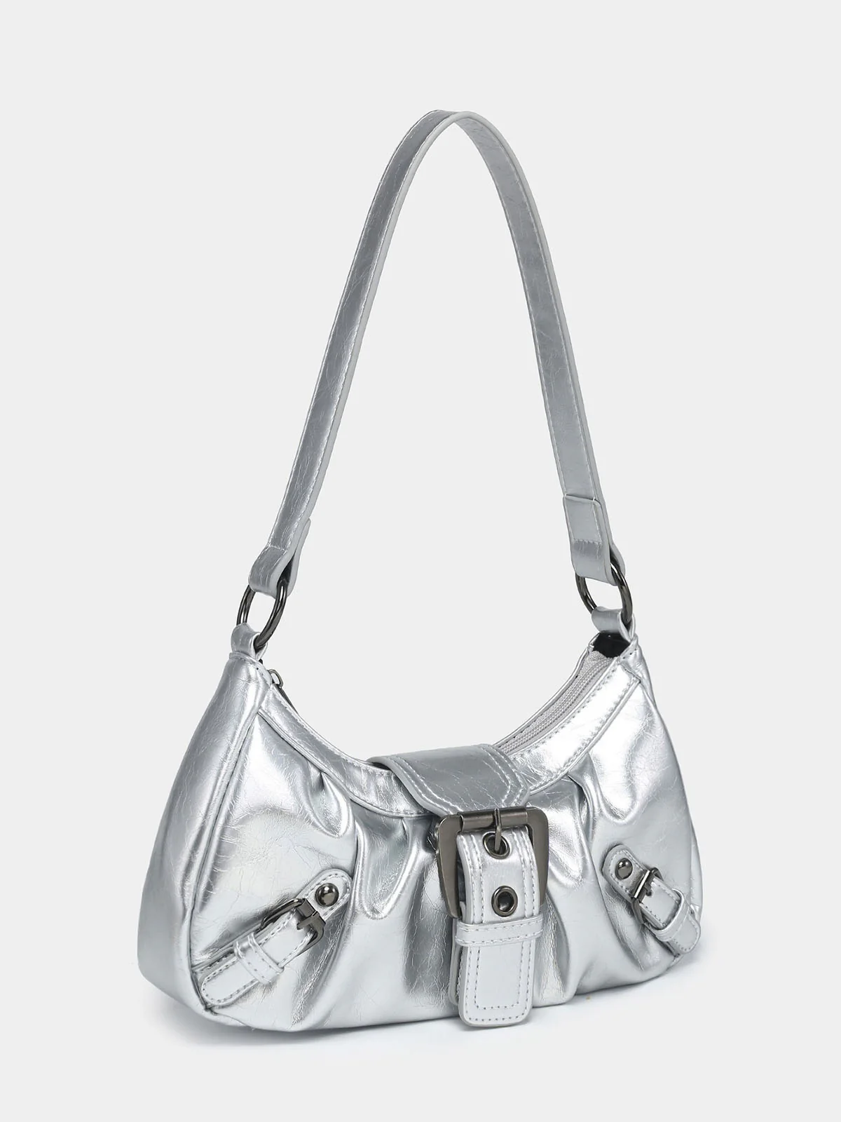 Vintage PU Leather Magnetic Closure Zipper Underarm Bag - Image 14