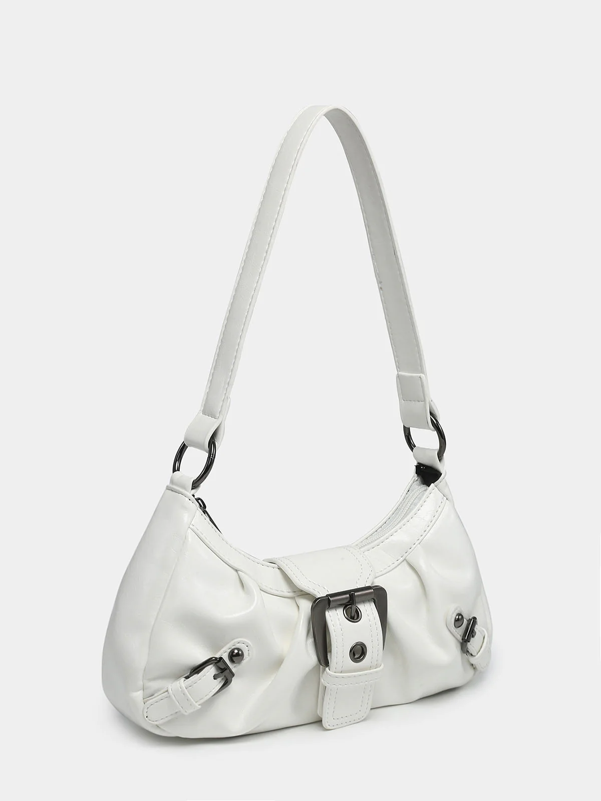 Vintage PU Leather Magnetic Closure Zipper Underarm Bag - Image 17