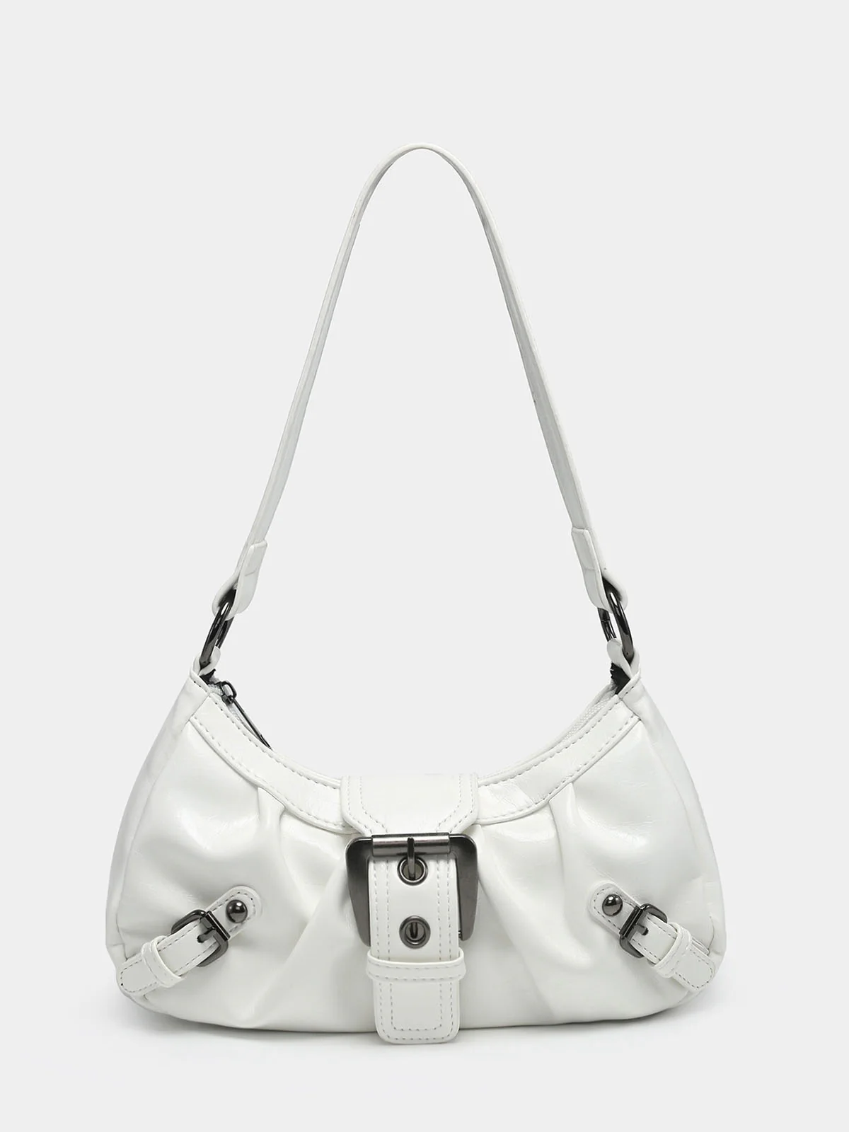 Vintage PU Leather Magnetic Closure Zipper Underarm Bag - Image 18