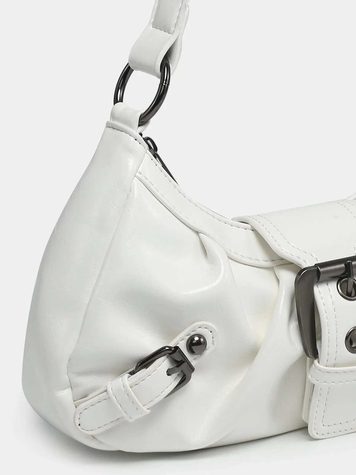 Vintage PU Leather Magnetic Closure Zipper Underarm Bag - Image 19