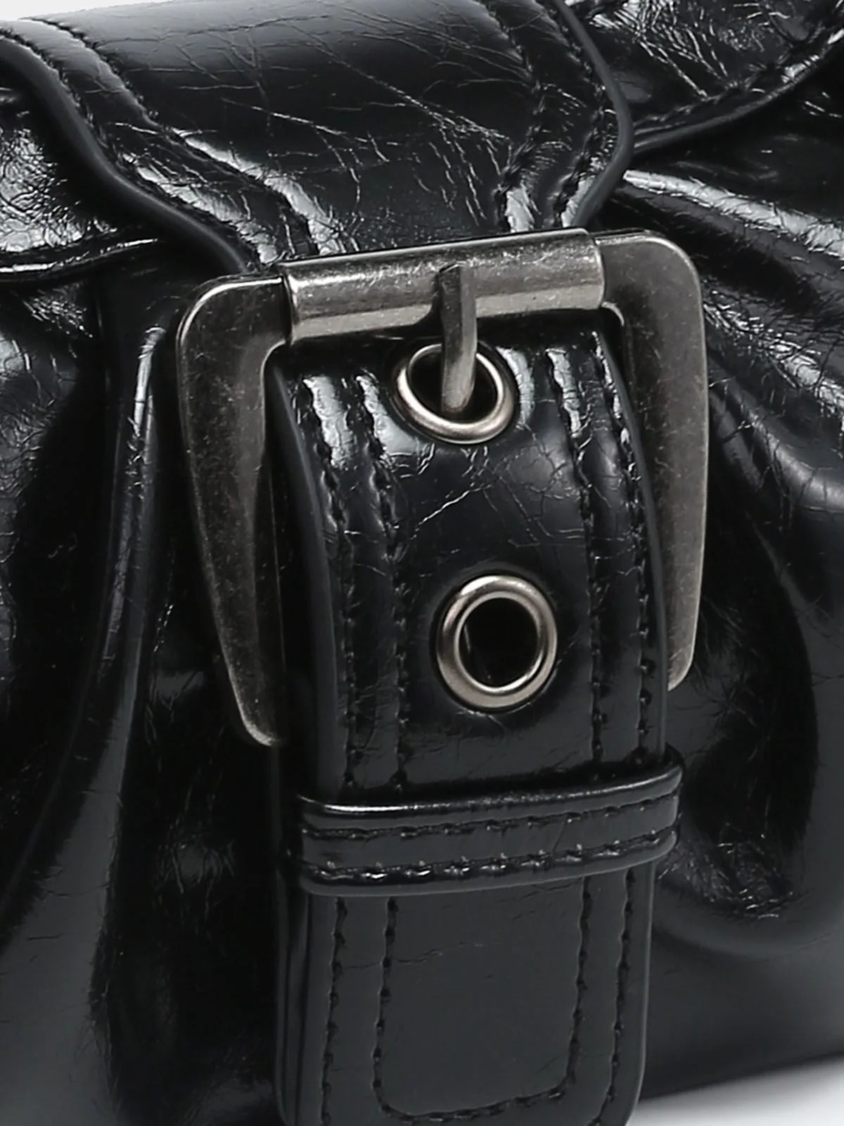 Vintage PU Leather Magnetic Closure Zipper Underarm Bag - Image 4