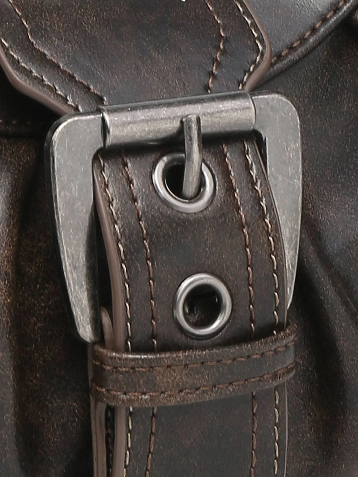 Vintage PU Leather Magnetic Closure Zipper Underarm Bag - Image 7